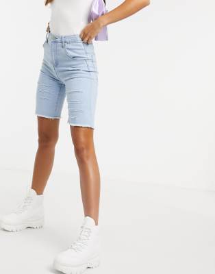 ripped denim shorts knee length