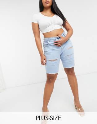 plus size ripped denim shorts