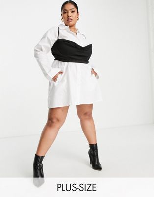 Lasula Plus shirt dress with bralet in mono
