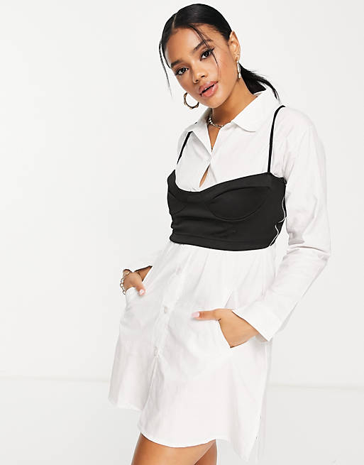 Lasula shirt dress with bralet in mono