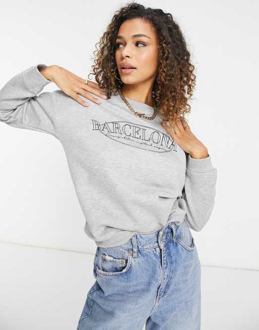 Lasula - Sweat avec slogan ville - Gris, 3 de 4