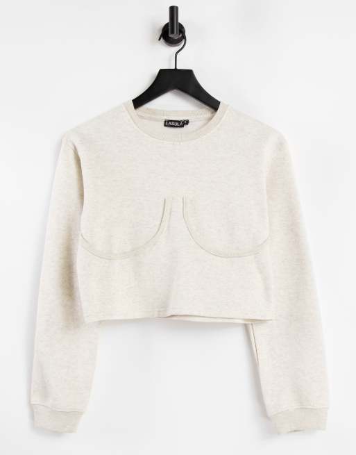 Lasula - Sweat court avec détail sous la poitrine - Avoine