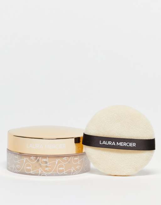 Laura Mercier – Transparentny, sypki puder utrwalający – Jumbo Set z puszkiem welurowym – Honey