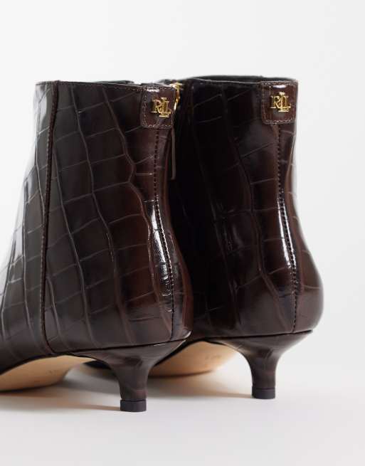 Lauren by Ralph Lauren ankelboot med låg klack i brun croc, 4 av 4