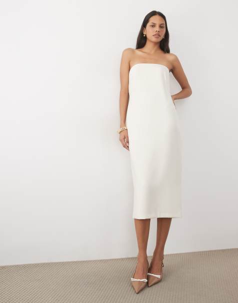 Lauren by Ralph Lauren Bandeau-Maxikleid in Cremeweiß - view 1