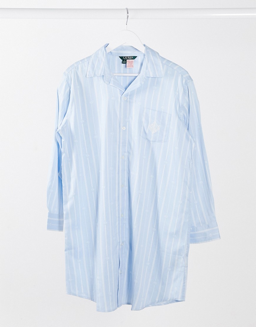 LAUREN by Ralph Lauren - Blå stribet natskjorte