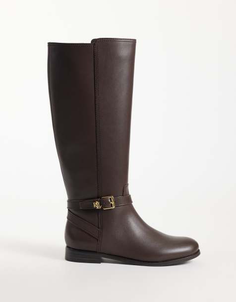 Lauren by Ralph Lauren Brooke knähög boot i brun - view 1