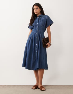 Lauren by Ralph Lauren Lauren by Ralph Lauren button up shirt day midi dress in blue