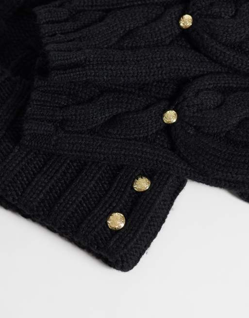 Lauren by Ralph Lauren cable knit hat gift set box in black, 2 of 3