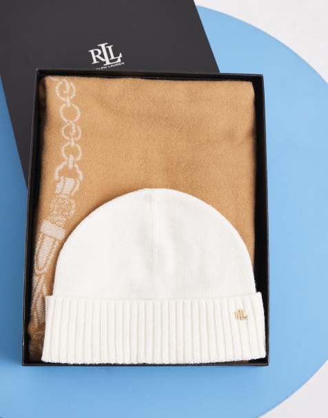 Lauren by Ralph Lauren coffret cadeau chapeau et écharpe tissés beige - view 1