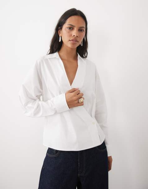 Lauren by Ralph Lauren collared wrap shirt in white - view 1