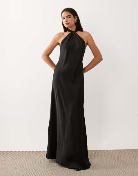 Lauren by Ralph Lauren – Czarna sukienka maxi z dekoltem typu halter i wycięciem - view 1
