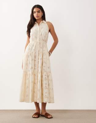 Lauren by Ralph Lauren Lauren by Ralph Lauren floral midi day dress in cream-White