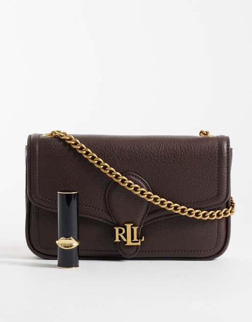 Lauren by Ralph Lauren fold over shoulder bag in burgundy, 2 of 4