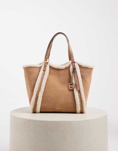Lauren by Ralph Lauren grote suède tote tas in beige - view 1
