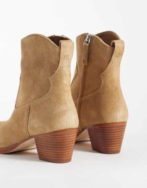 Lauren by Ralph Lauren Harpher suede ankle boot in camel, 3 of 4