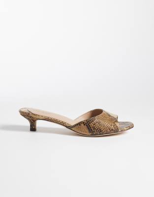 Lauren by Ralph Lauren Lauren by Ralph Lauren heeled snakeskin mule sandal in tan-Brown