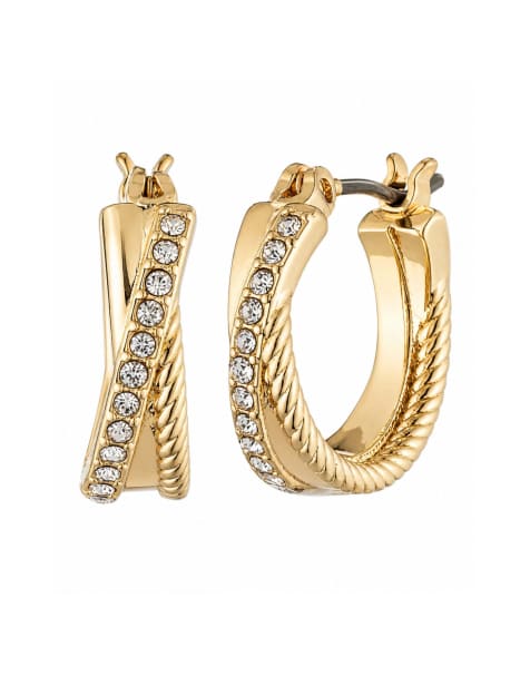 Lauren by Ralph Lauren Jewellery Gold pavé twisted hoop earrings - view 1