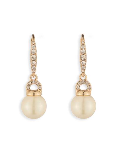 Lauren by Ralph Lauren Jewellery Gold tone & crystal pearl drop earrings in gold - GOLD - view 1