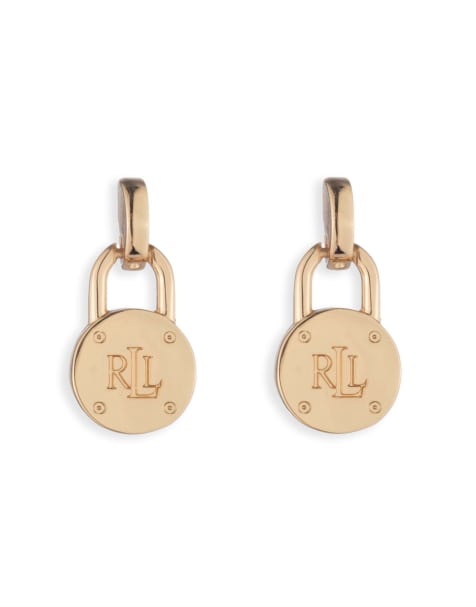 Lauren by Ralph Lauren Jewellery Gold tone logo padlock drop earrings in gold - view 1