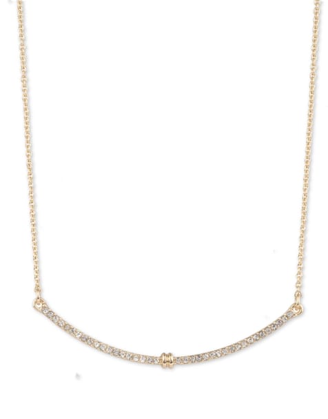 Lauren by Ralph Lauren Jewellery Gold tone pavé frontal necklace in gold and crystal - view 1