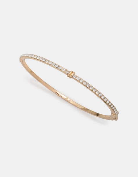 Lauren by Ralph Lauren Jewellery Gold tone pavé hinge bangle in gold and crystal - view 1