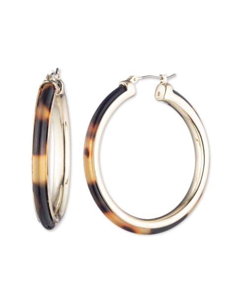 Lauren by Ralph Lauren Jewellery Gold tone & tortoise large hoop earrings in gold - GOLD - view 1