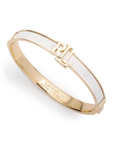 Lauren by Ralph Lauren Jewellery Gold tone & white hinge bangle in gold - GOLD - view 1