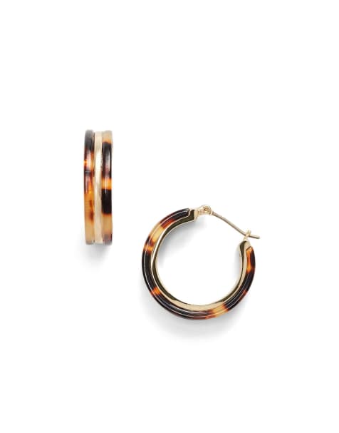 Lauren by Ralph Lauren Jewellery hoop earrings in tort and gold - GOLD - view 1