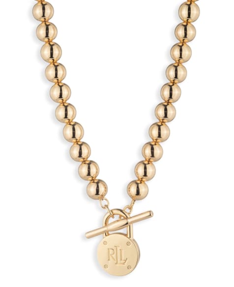 Lauren by Ralph Lauren Jewellery signature beaded necklace with logo padlock in gold - GOLD - view 1
