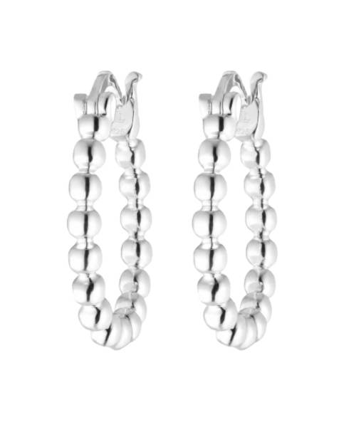 Lauren by Ralph Lauren Jewellery Sterling silver bead huggie hoop earrings in silver - view 1