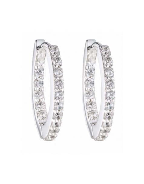 Lauren by Ralph Lauren Jewellery Sterling silver crystal huggie hoops in silver - view 1