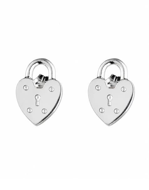 Lauren by Ralph Lauren Jewellery Sterling silver heart lock stud earrings in silver - view 1