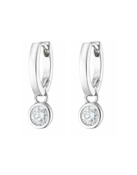 Lauren by Ralph Lauren Jewellery Sterling silver huggie hoops with crystal drop in silver - view 1
