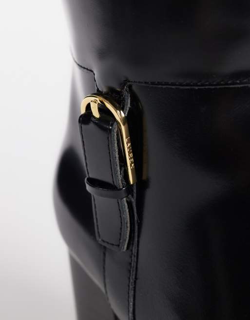 Lauren by Ralph Lauren knee high heeled boots in black, 3 of 4