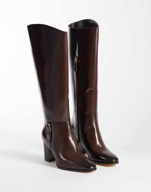 Lauren by Ralph Lauren knee high heeled boots in dark brown, 2 of 4