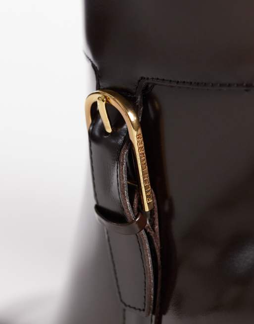 Lauren by Ralph Lauren knee high heeled boots in dark brown, 3 of 4