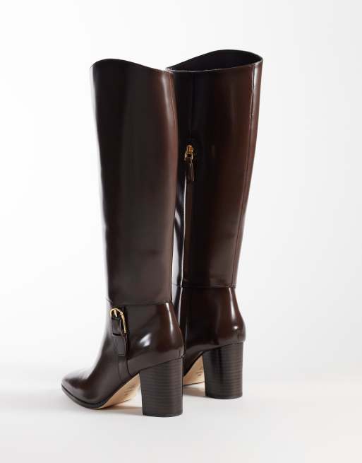 Lauren by Ralph Lauren knee high heeled boots in dark brown, 4 of 4