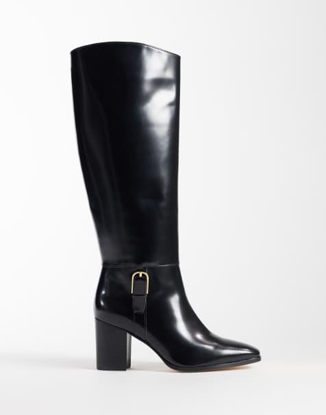 Lauren by Ralph Lauren kniehohe Stiefel mit Absatz in Schwarz - view 1