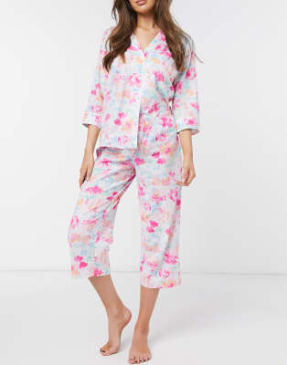 Ralph Lauren Lauren By Lawn Notch Collar Capri Pajamas In-multi In ...