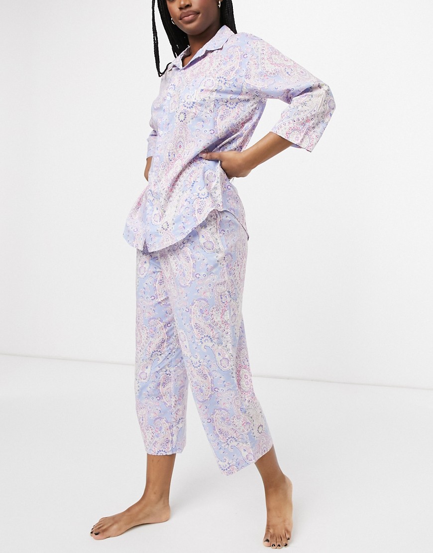 Lauren by Ralph Lauren lawn notch collar capri pyjamas in paisley-Multi
