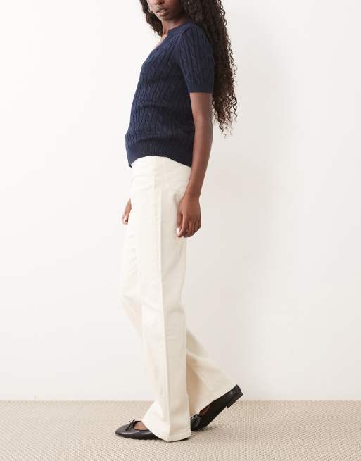 Lauren by Ralph Lauren lige løse jeans i creme, 3 af 5
