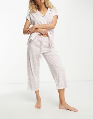 Lauren by Ralph Lauren long pyjama set with dolman sleeved in light pink multi floral - ASOS Price Checker