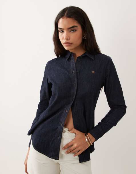 Lauren by Ralph Lauren - Marineblå skjorte i denim med knapper - view 1