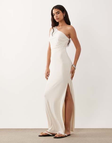 Lauren by Ralph Lauren maxi jurk met blote schouder in crème - view 1