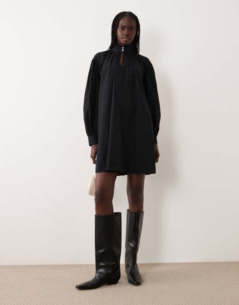 Lauren by Ralph Lauren mesh sleeve mini dress in black - view 1