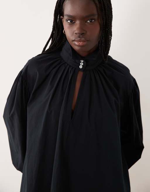 Lauren by Ralph Lauren mesh sleeve mini dress in black, 2 of 4