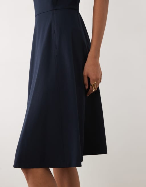 Lauren by Ralph Lauren midi-dagskjole med bælte i navy, 4 af 4