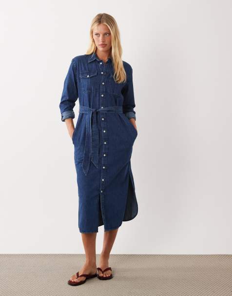 Lauren by Ralph Lauren – Niebieska sukienka koszulowa midi - view 1
