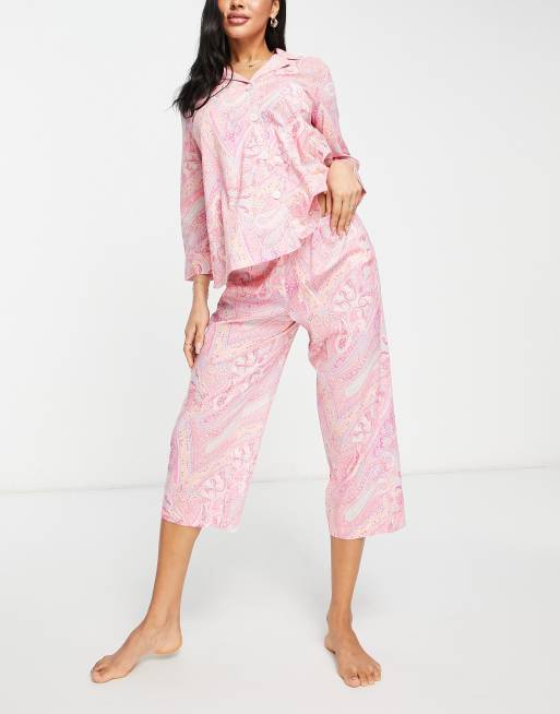 Lauren Ralph Lauren Pajamas Womens Small Pastel Paisley Cropped Pants Top